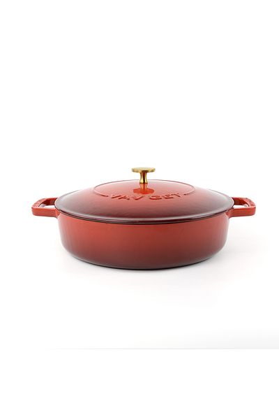 VAV GET Enameled Cast Iron Dutch Oven Braiser Pan, 28cm / 3.79l, Induction & Oven Safe.