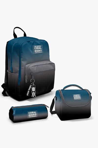 Coral High Set de 3 genți de școală Nefti Gri - SET de tranziție de culoare 0123642