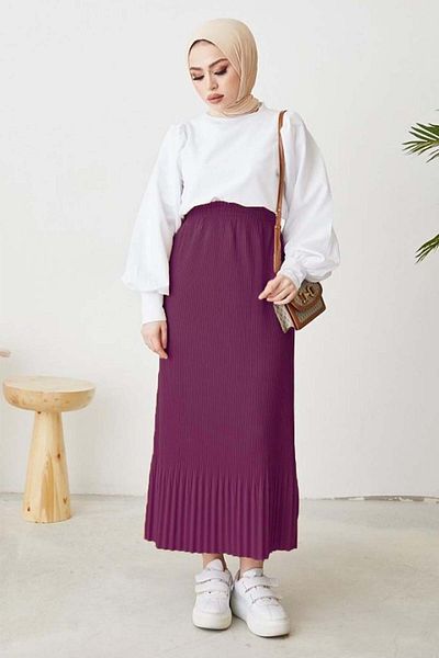 benguen Πλισέ Φούστα Hijab Φούξια 205
