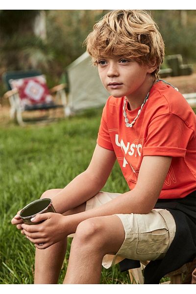 MAYORAL Boy's Linen Cargo Shorts Cream Μοντέλο No: 6208