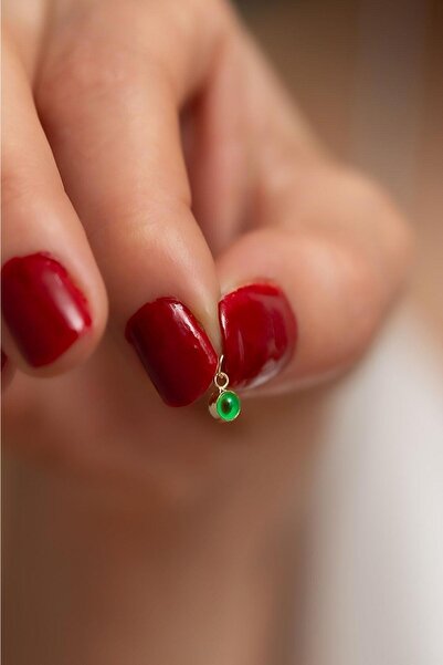 Bayar Gold 14 Ayar Altın Yeşil Nazar Göz Boncuk Kolye Ucu