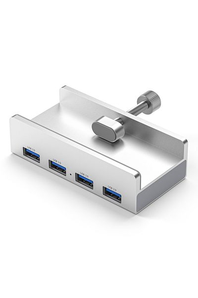 Choice 4 منافذ USB من الألومنيوم الفضي من النوع C، موزع USB 3.0، حامل هاتف، قارئ بطاقة ذاكرة USB SD TF، طاقة تيار مستمر A