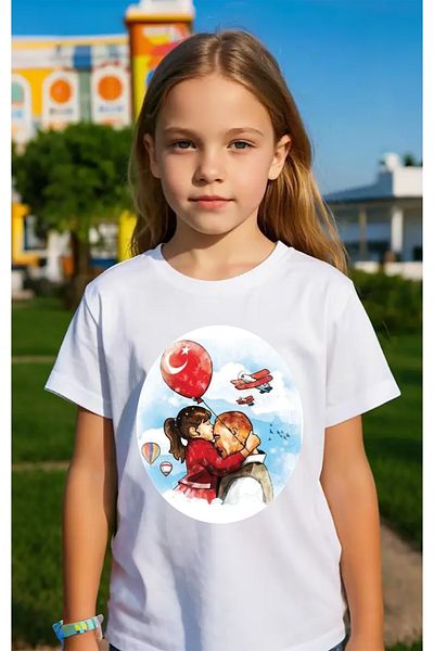 SUNFREE Popular Trend Atatürk Printed 23 April Visual Girl's T-Shirt