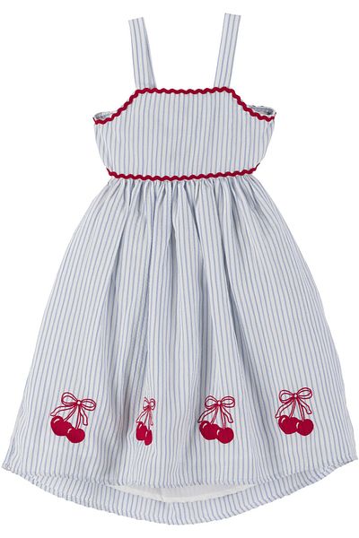 İdilbaby&Mamino İDİLBABY&MAMİNO rochie cu bretele cireșe pentru fetiță cu dungi albastre la spate