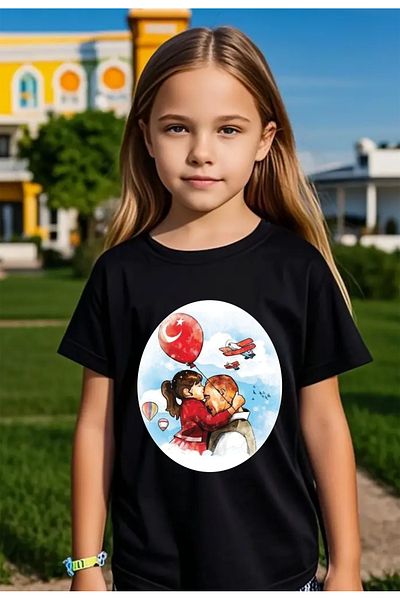 SUNFREE Popular Trend Atatürk Printed 23 April Visual Girl's T-Shirt