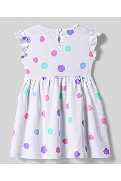 Bonfino Bonfino Cotton Knit Frill Sleeves Frock & Bloomer With Polka Dot Print - White