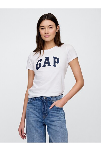 GAP Kadın Beyaz 2'li Logo Kısa Kollu T-Shirt Seti