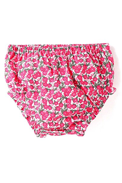 Babyhug Babyhg Cotton Woven Half Sleeves Floral Printed Frock With Bow Applique & Bloomer - Pink