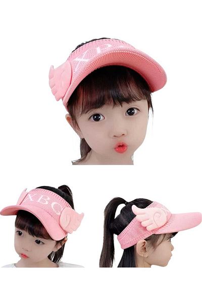 Uniquetrenders Girl's Wing Figured Summer Visor Hat with Elastic Back 2 - 8 Years