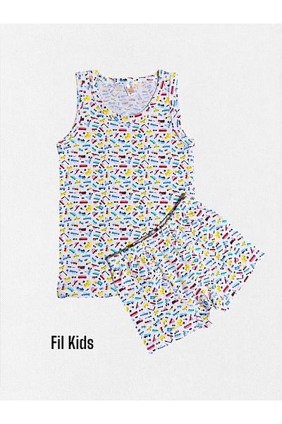 elmas kids Σετ μπόξερ αθλητής με σχέδια για αγόρια 100% βαμβακερό λευκό χρώμα