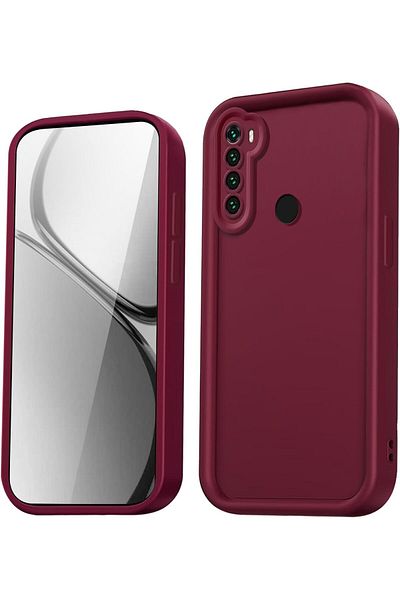 Fibaks حافظة متوافقة مع هاتف Xiaomi Redmi Note 8 مع حماية للكاميرا، غطاء سيليكون أحمر ناعم الملمس ممتص للصدمات