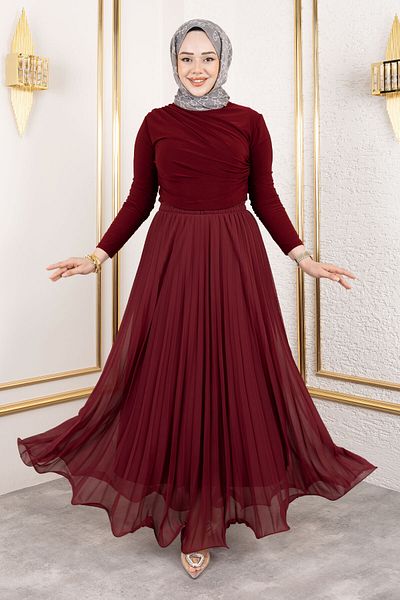 Lotus Tesettur Volant Waist Elastic Chiffon Skirt