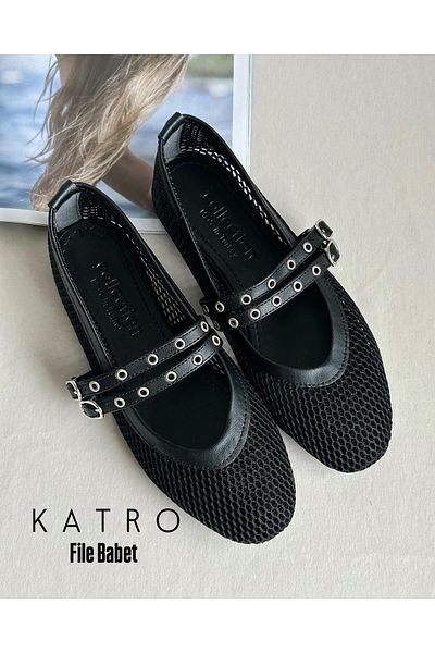 Zuum Balerini de damă Katro Mesh Detail Daily - Negru