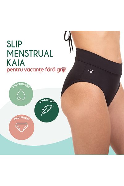 FemiEko Menstrual Beach Briefs, Kaia Model, 3 Layers of Protection, High Waist, Moderate Absorption