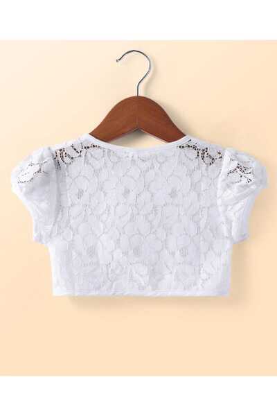 Babyhug Babyhug Rayon Floral Printed Frock with Lace-Trimmed Half-Sleeve Jacket - Blue