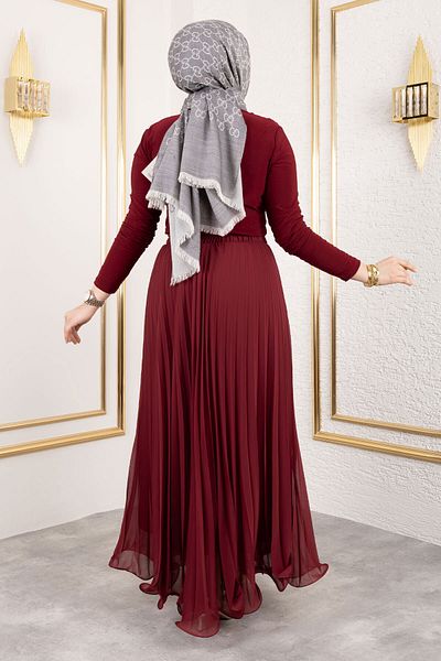 Lotus Tesettur Volant Waist Elastic Chiffon Skirt