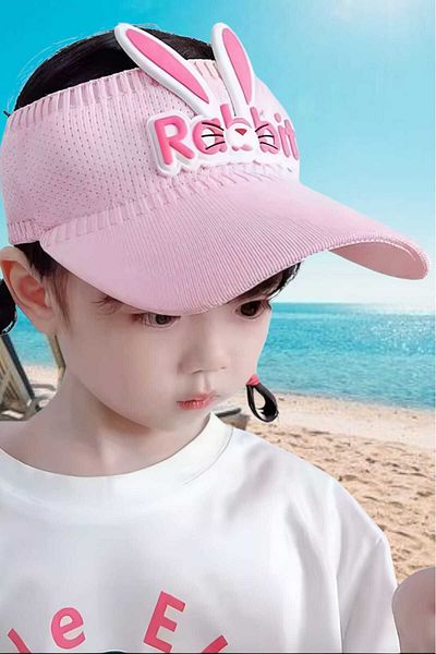 Uniquetrenders Girl's Rabbit Ears Summer Visor Hat with Elastic Back 2 - 8 Years