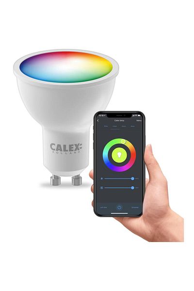 Calex Calex smart RGB LED bulb, Wi-Fi, Bluetooth, GU10, 4.9W, 345 lm, white and colored light