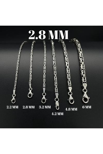 Parlak Gümüş 2.2 mm Kral Yuvarlak 925 Ayar Gümüş Erkek Zincir Kolye