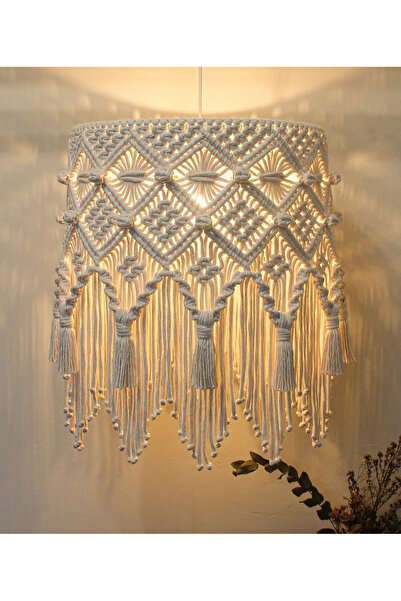 SuMavisi Makrome Tavan Avize & El Yapımı & Bonem & Rustik & Sarkıt Lambader