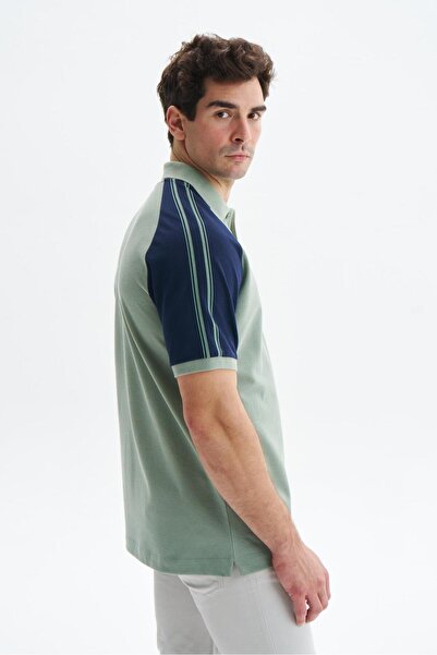 Arma Ανδρικό μπλουζάκι με πράσινη κανονική εφαρμογή Basic 100% βαμβακερό πικέ Raglan με γιακά πόλο μπλουζάκι Y 29374354602