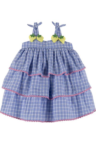 İdilbaby&Mamino İdi̇lbaby&Mamino Baby Girl Blue Plaid Suspender Dress