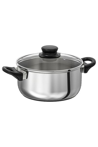 IKEA ANNONS Pot with lid, glass/stainless steel, 2.8 l