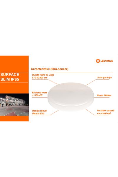 Ledvance Plafoniera LED pentru exterior Ledvance SURFACE SLIM ROUND 260, 26W, 2730 lm, lumina neutra (4000K)