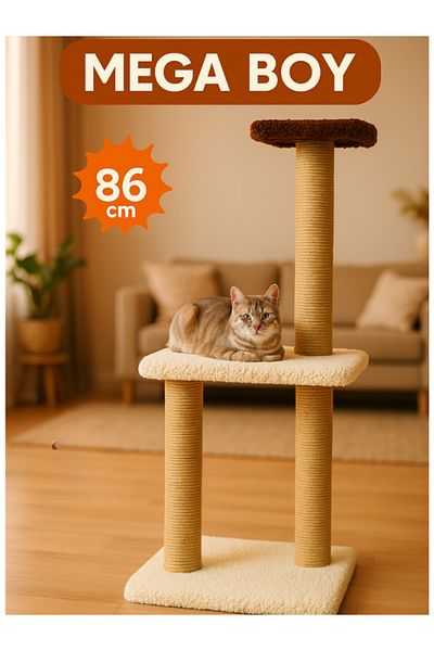 Komano Pontika Plush Textured Soft 3 Layer Mega Size Cat Scratching Board 86 cm Soft Loved Colors