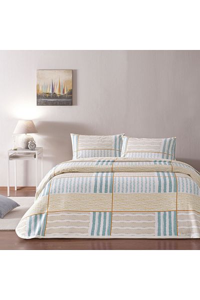 Taç Yellow Crown Printed Willow Double Pique Set