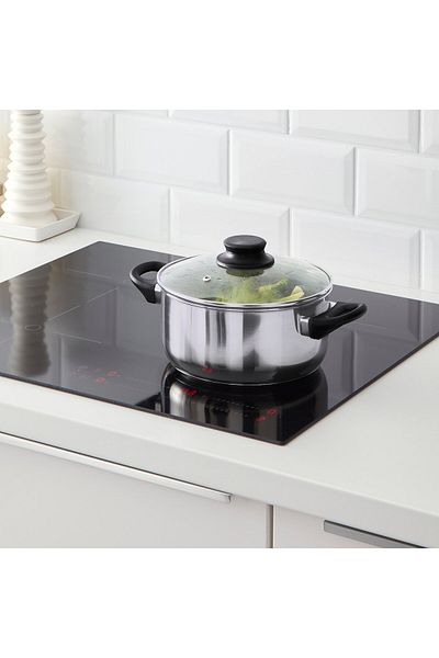 IKEA ANNONS Pot with lid, glass/stainless steel, 2.8 l