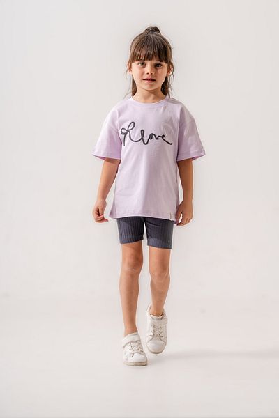 FYONCH Embroidered Girl's Ribbed Shorts Leggings Set