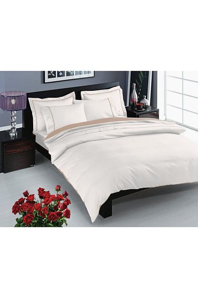 Taç Ecru Prestige Satin Double Duvet Cover Set