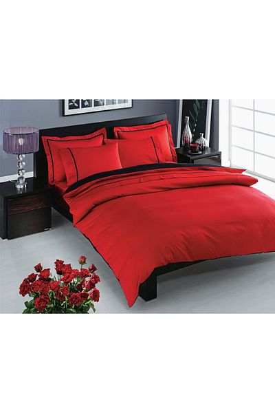 Taç Prestige Satin Deluxe Double Duvet Cover Set Red