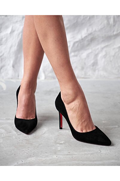 PELİN'İN AYAKKABILARI Sity 8 Cm Siyah Süet Stiletto