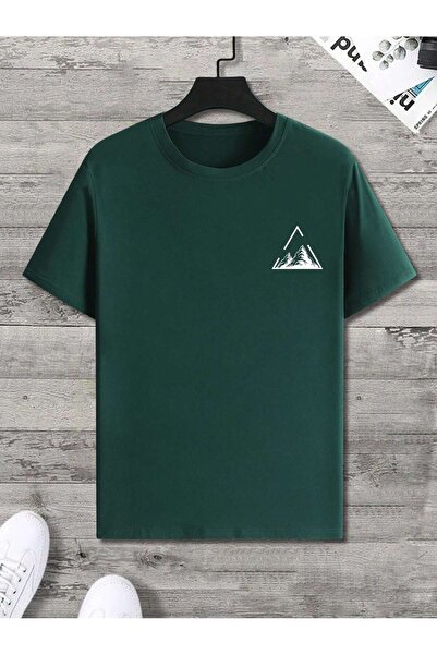 PENTHİLUS Men's Casual Short Sleeve Crew Neck Mountain Printed Large Size T-Shirt
