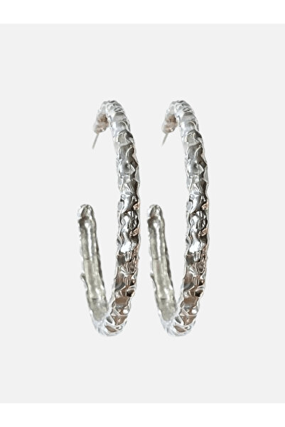 LİNYA JEWELLERY Misy Amorf Oval Büyük Gümüş Halka Küpe