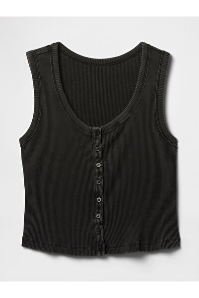 GAP Kadın Siyah Crop Fitilli Atlet