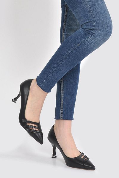 Vizon Ayakkabı Women's Black Classic Heeled Shoes Vzn25Y-024