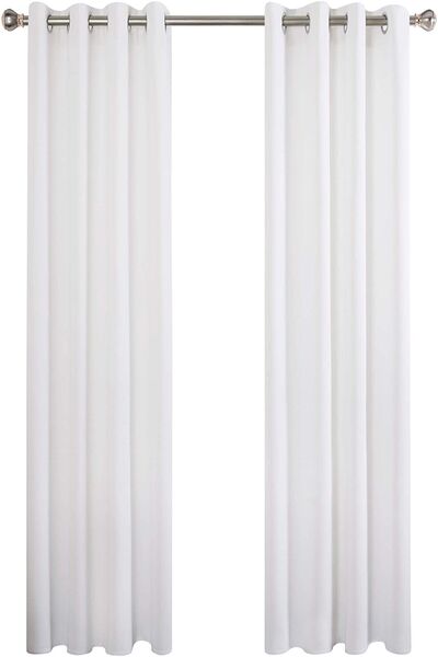 farbateks White Color Rustic Fabric Curtain with Eyelet Ring Pipe Ring Decoration Curtain