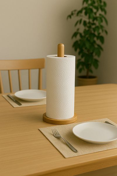 MİS KİTCHEN Bamboo Napkin Holder - Paper Napkin Holder Countertop Towel Holder Paper Towel Stand Tableware Kitchen Organizer
