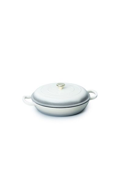 VAV GET Enameled Cast Iron Dutch Oven Shallow Casserole Braiser Pan, 30.5x6.3cm / 12x2.5inch