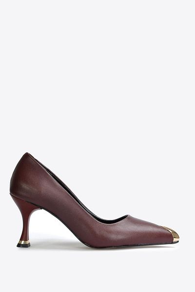 Vizon Ayakkabı Women's Burgundy Classic Heeled Shoes Vzn25Y-022