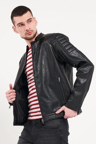 Lee Cooper Jacheta barbat din piele ecologica cu buzunare