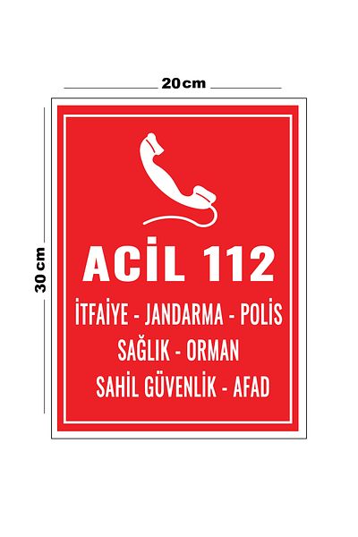 Lucena Metal Emergency 112 Warning 20cm X 30cm A4 Size Warning Sign Direction Sign