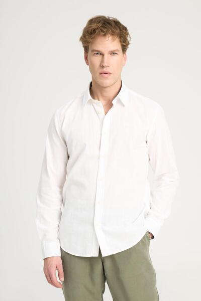 Lee Wrangler Erkek W221085 LS Gömlek / OffWhite Standart