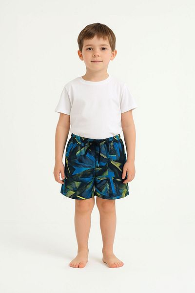 MARKAPIA Boy's Lightning Patterned Mesh Swim Shorts