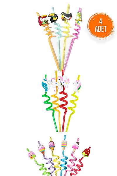 Beatitude Figured Straws 4-Piece Cocktail Juice Cola Straws Special Day Organization Guest Presentation Products