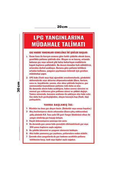Lucena Metal Lpg Fires Response Instruction 20cm X 30cm A4 Size Warning Sign Directional