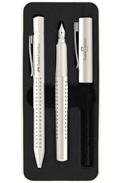 Faber Castell Set de stilouri Fountain Pen M + pix Ballpoint Pen Grip 2010 alb cocotier Faber-Castell